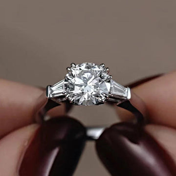 Three Stones 1/3Carat Moissanite Diamonds Rings Silver Engagement Wedding Band Fine Jewellery with GRA Certificate